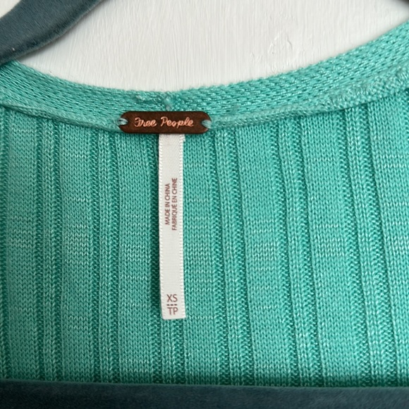 Free People Skinny Light Torquoise Ribbed Maxi Cardigan - Picture 6 of 6